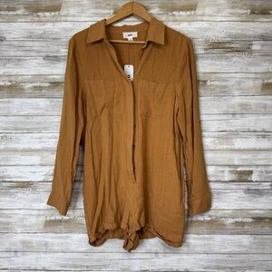 Olia NWT Brown Button Down Jumpsuit with Notched Collar